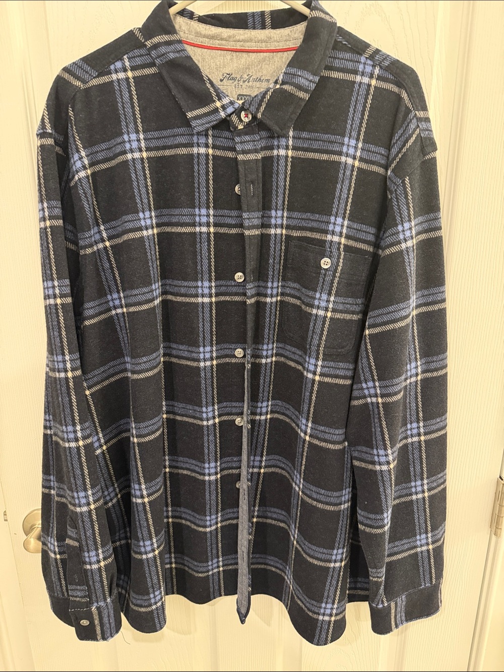 Flag & Anthem Men's Black and Blue Plaid Button-Down Shirt